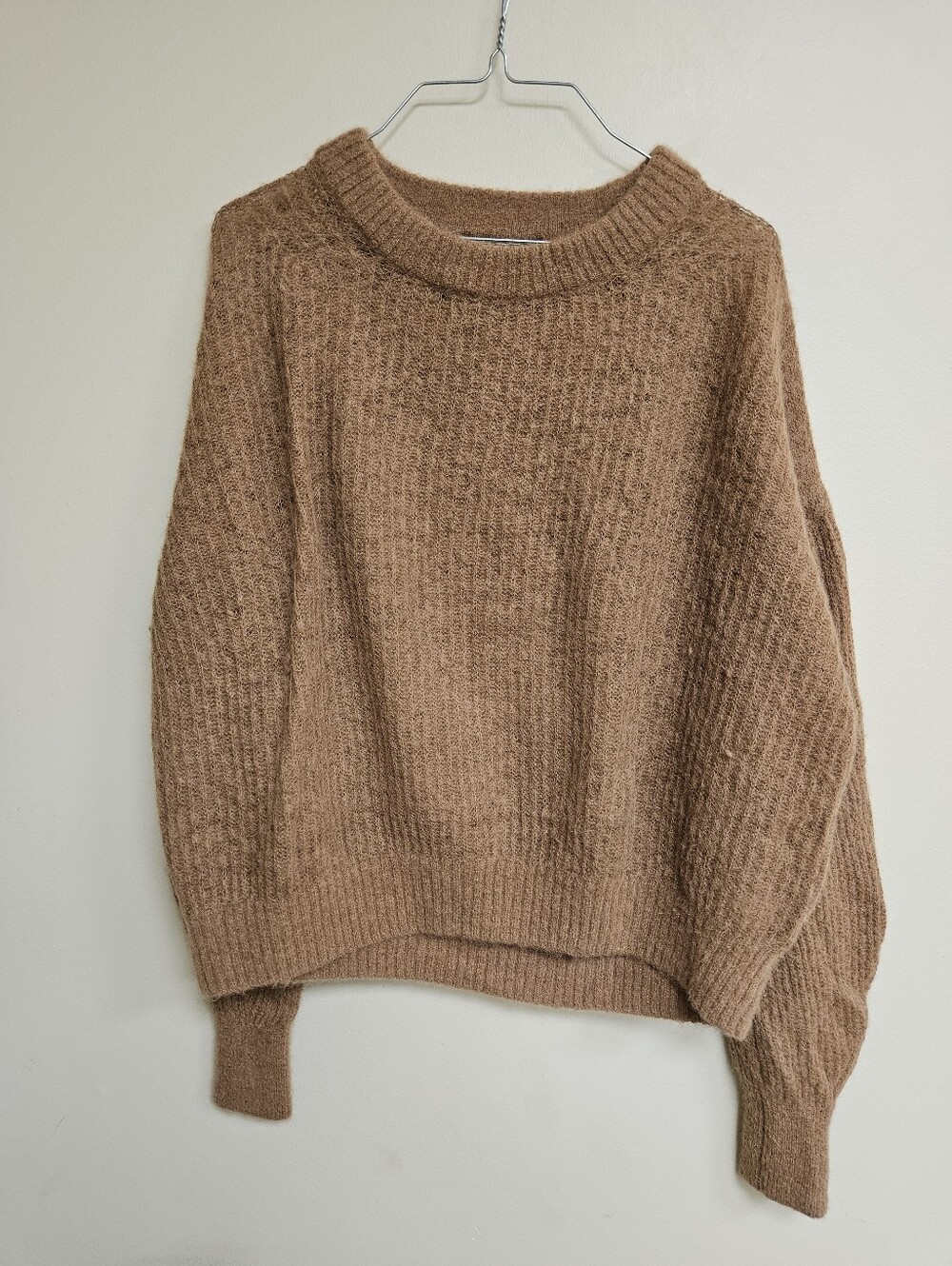 Everlane The Cocoon Crew in Alpaca Wool Tan Camel Size L